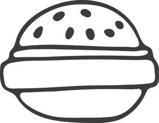 Hand drawn burger icon. Vector illustration, doodle style.
