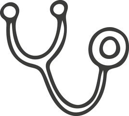 Hand drawn Stethoscope icon. Vector illustration, doodle style.
