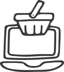 Hand drawn online store icon. Vector illustration, doodle style.	