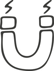 Hand drawn magnet icon. Vector illustration, doodle style.
