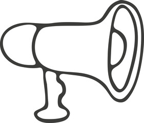 Hand drawn loudspeaker icon. Vector illustration, doodle style.
