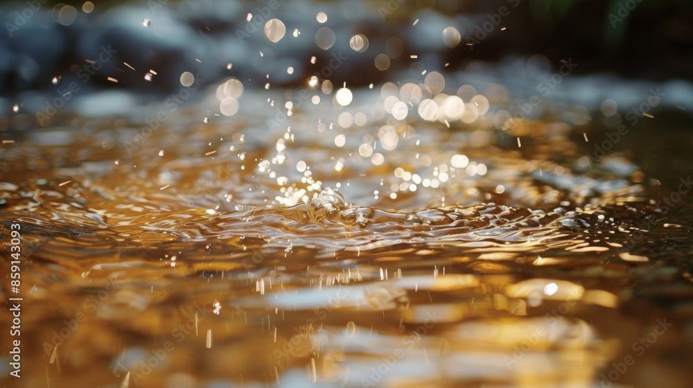 Poster condensation collecting on a clean water, creating a refreshing visual cue.