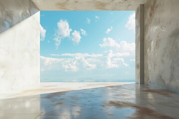 Minimalist Concrete Room with a Sea View