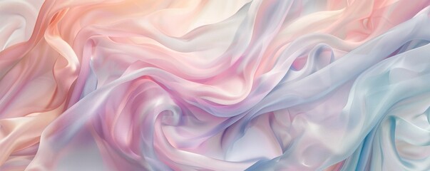 Obraz premium Abstract Pastel Fabric Waves Soft Flowing Textiles with Gentle Gradient Colors.