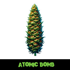 Vector Illustrated Atomic Bomb Cannabis Bud Strain Cartoon
