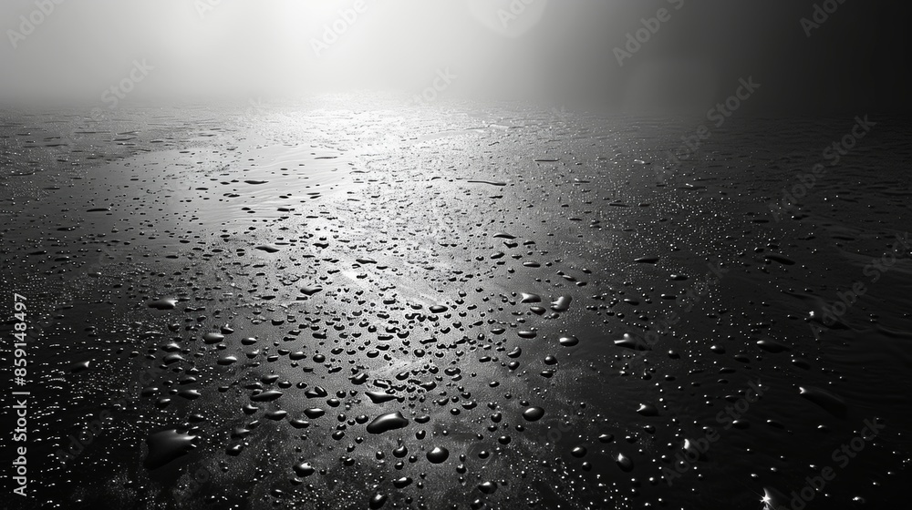 Poster condensation collecting on a clean water, creating a refreshing visual cue.