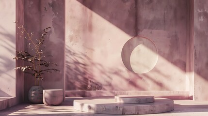 Geometric Elegance in Pink,  Luxury Wall Pain color wallpaper. AI generate image.