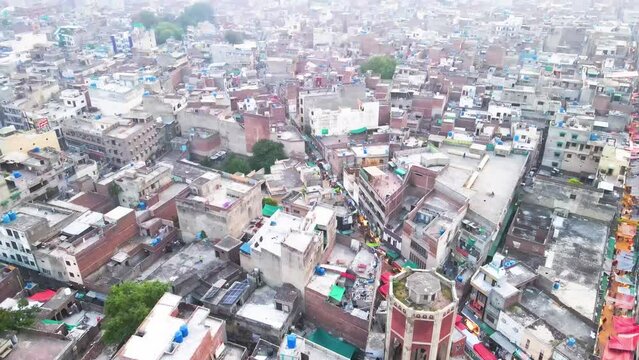 Aerial view of walled city Lahore, Pakistan.