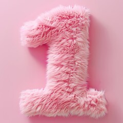 Pink Fluffy Number One On A Pink Background