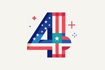 Fototapeta premium Festive 4th of July clipart featuring American flag, fireworks, and patriotic decorations, Colorful 4th of July clipart with stars, stripes, and fireworks for Independence Day Generative AI