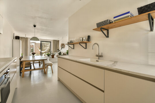 Modern kitchen interior in minimalist design at Jan Vrijmanstraat 98