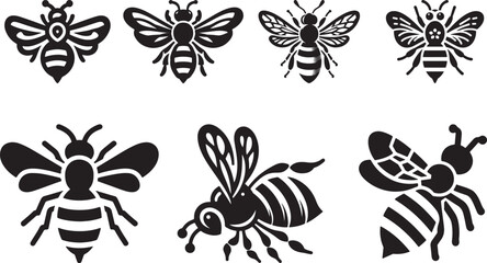 bee silhouette vector bundle