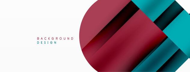 Geometric diagonal line and circle shape, wide abstract background