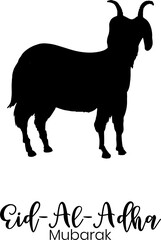 goat silhouette with horns. Vector graphics. isolated silhouette on white background