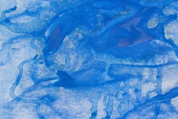 Naklejka premium blue painted watercolor background texture