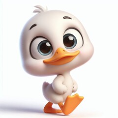 cute duck walking cartoon, 3d Generative AI
