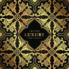 Vector frame wedding invitation traditional batik floral motifs pattern 