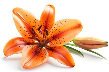 Lily Isolated on White Background. Beautiful Lily Flower