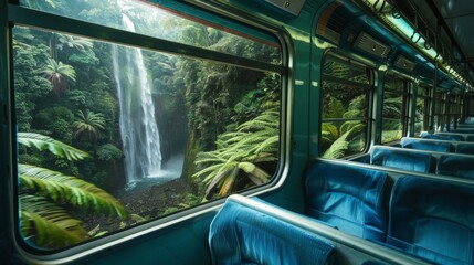 Obraz premium The distant roar of a tropical waterfall hidden within the rainforest.