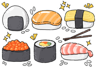 Japanese food illustration,