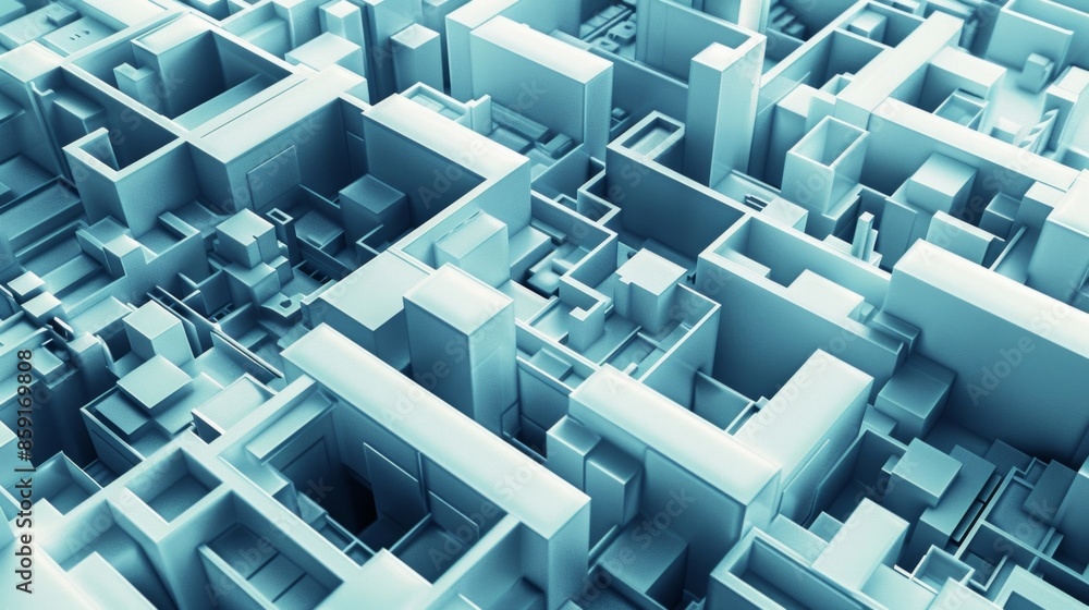 Poster an abstract representation of urban landscapes with overlapping and intersecting quadrilaterals form