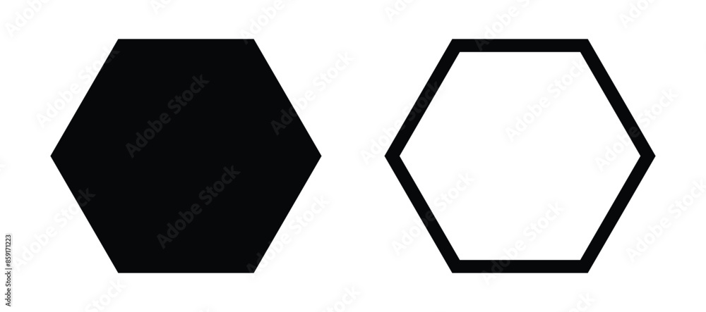 Canvas Prints hexagon icon representing a six-sided polygon in vector geometry.