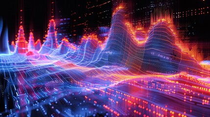 Illustration of a machine learning process featuring artificial intelligence, deep data mining, and machine learning as components of modern computer technology concepts, portrayed in a 3D rendering