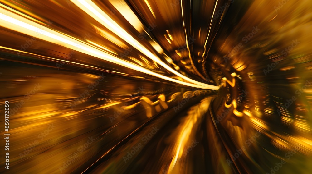 Aufkleber speeding motion blurred in tunnel. powerful of abtract light trails. 3d rendering