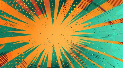 Abstract Colorful Burst with Geometric Shapes and Dots