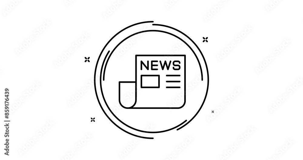 Poster newspaper 2d animated outline icon with alpha channel. newspaper rotation appearance 4k motion desig