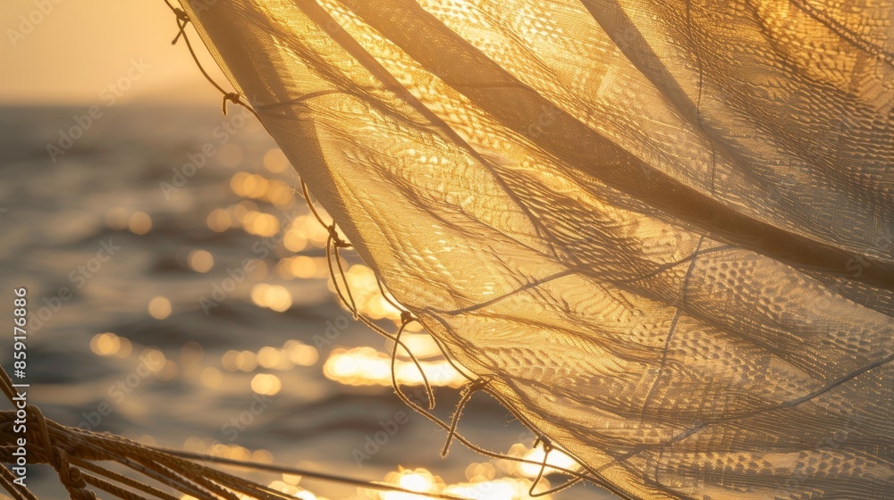 Poster the dance of sailcloth echoing the ebb and flow of the tide connected to the sea by a single thread.