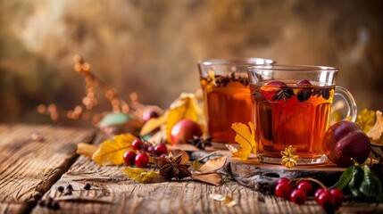 Autumn Spiced Tea with Seasonal Fruits
