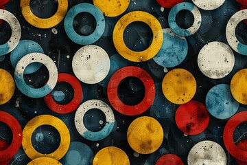 Fototapeta premium Colorful Circle Pattern on Dark Blue Background