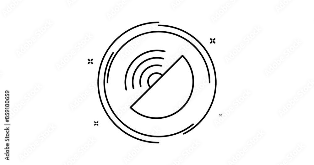 Poster satellite dish 2d animated outline icon with alpha channel. satellite dish rotation appearance 4k mo