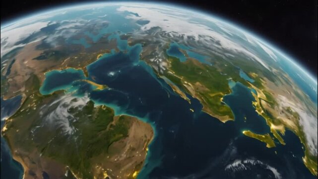 Earth from space wide-angle view planet earth in the dark universe global globe full hd 4k ulta video download