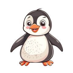Obraz premium cute cartoon penguin. vector illustration. isolated on white background 