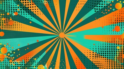 Abstract Orange and Green Sunburst Design