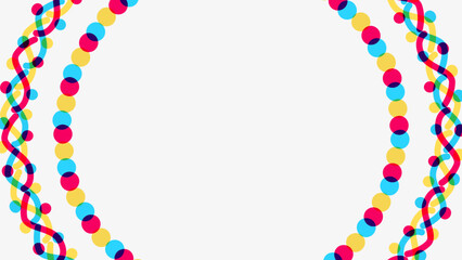 Abstract CMYK Color Leak Circles Dots and Fuzzy Lines Frame Template with White Background