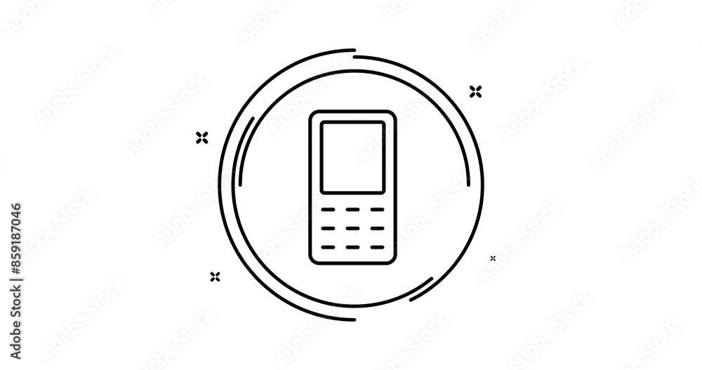 Poster mobile telephone 2d animated outline icon with alpha channel. mobile telephone rotation appearance 4