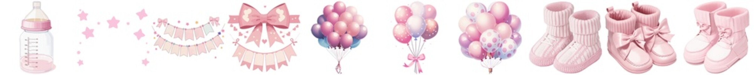 Girl Babyshower Celebration Collection with Balloons and Shoes