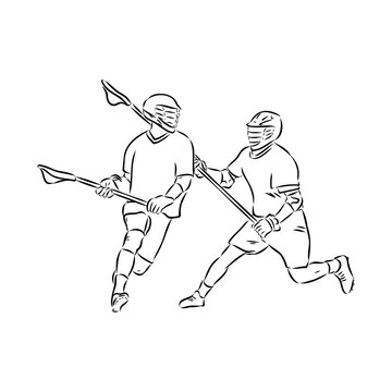 lacrosse players action sketch clip art preview
