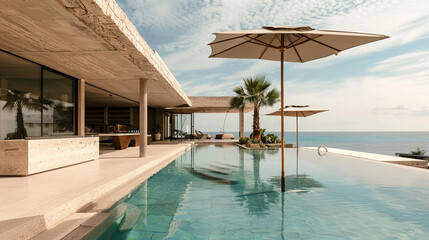 Fototapeta premium swimming pool with views of the blue sea