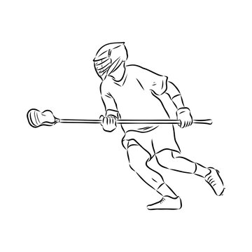 recommend clip art: Lacrosse Sport Sketch Outline vector