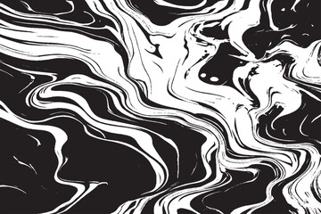 Elegant Black Marble Ink Texture with Acrylic Painted Waves - Luxurious Wallpaper and Wall Tile Pattern