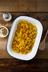 Spicy vegan rice with vegetables	