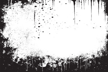 Monochrome Abstract: Grunge Black and White Texture with Dust, Chips, and Ink Spots on White Background