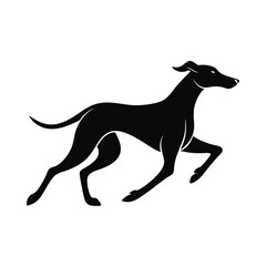 silhouette dog running isolated on white background