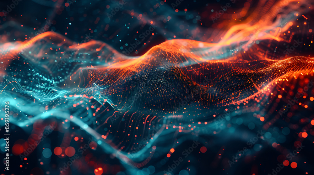 Poster abstract colourful wave background, data transfer concept,colorful, flowing light waves with glowing