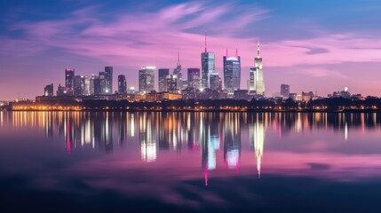 Fototapeta premium city skyline at sunset