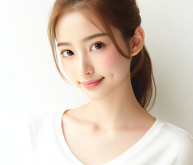 Fototapeta premium 白いTシャツの美女